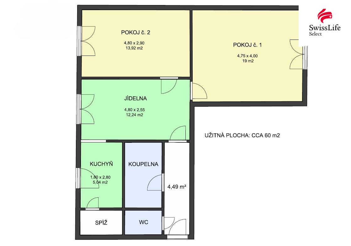 Prodej bytu 2+1 73 m2, Lanškroun