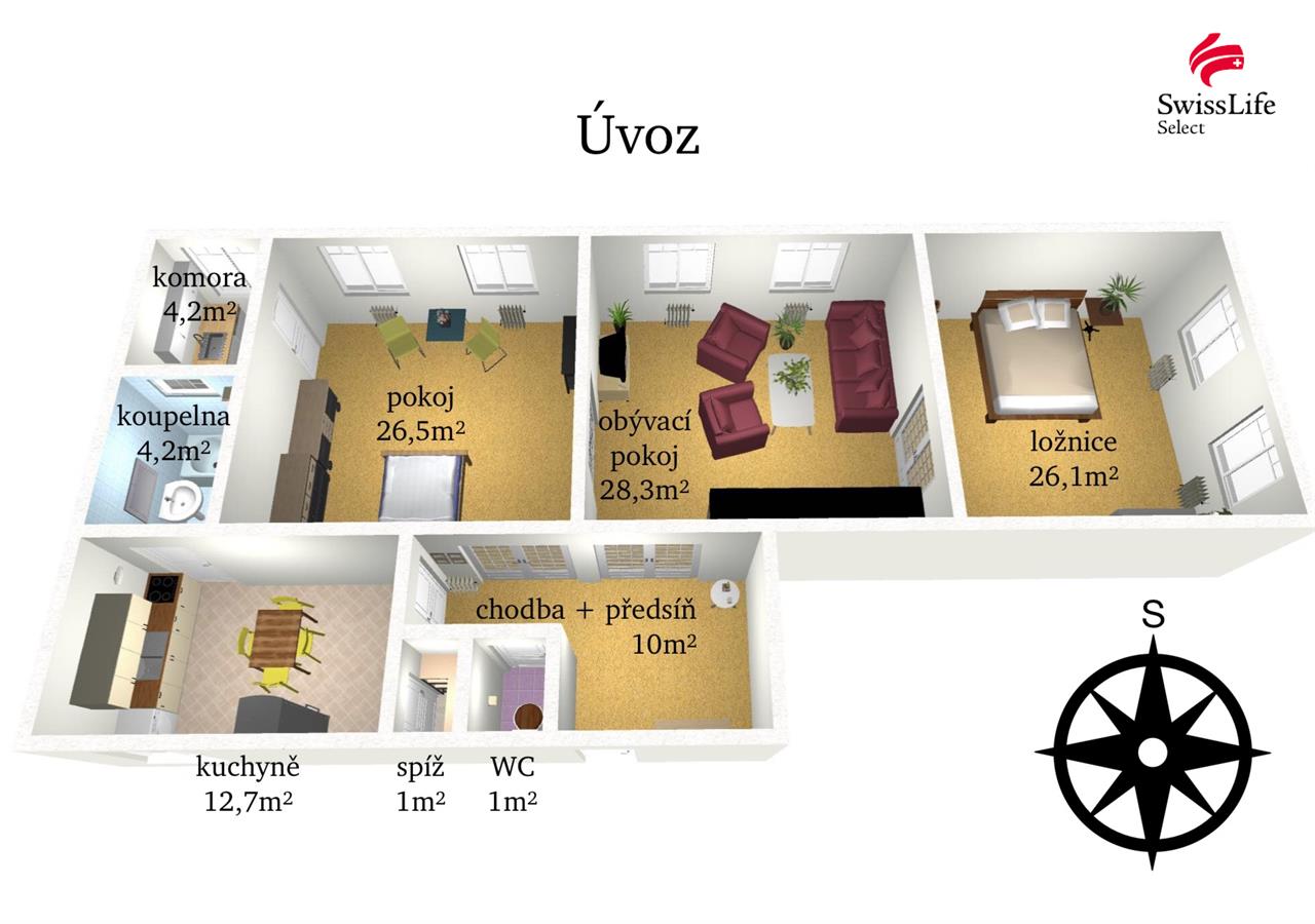 Prodej bytu 3+1 110 m2 Úvoz, Brno