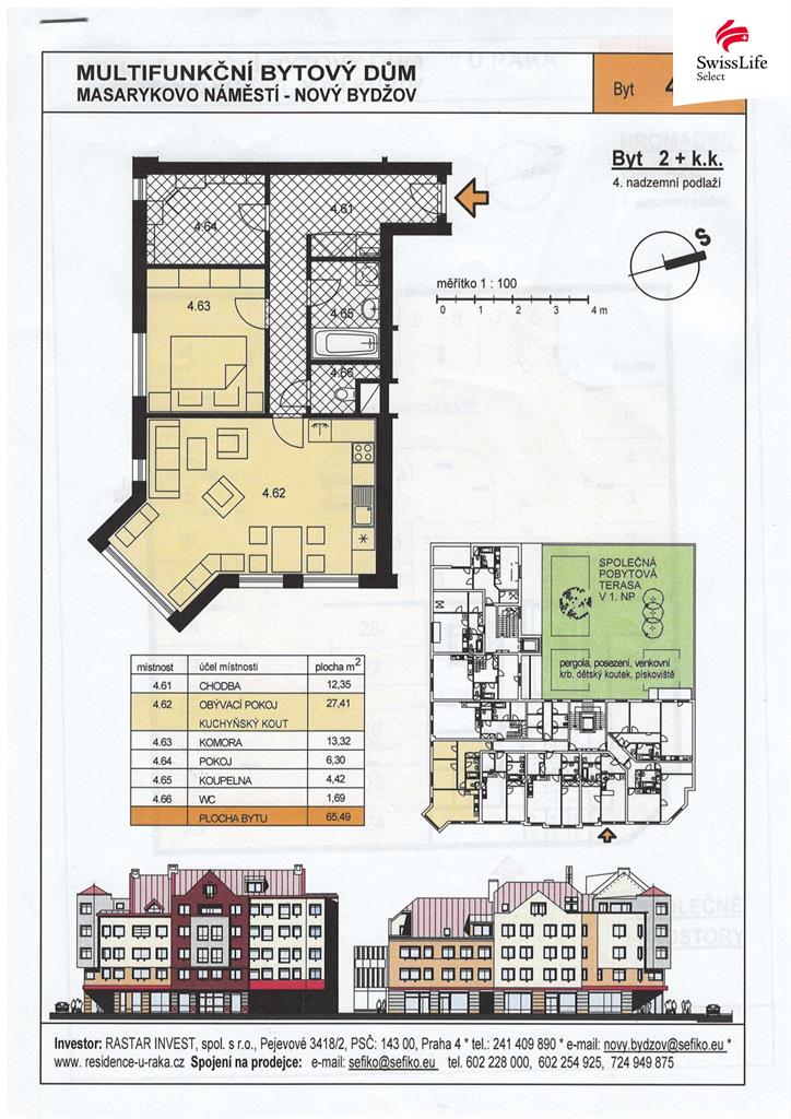 Prodej bytu 2+kk 65 m2 Masarykovo náměstí, Nový Bydžov