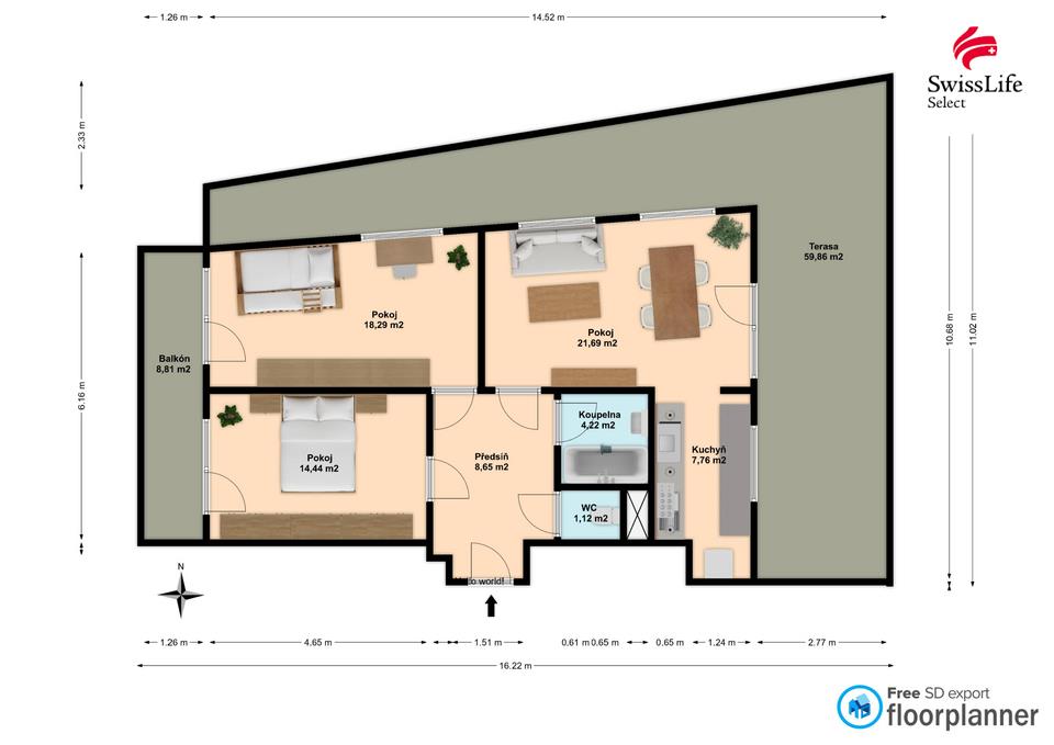 Prodej bytu 3+kk 79 m2 Sluneční náměstí, Praha