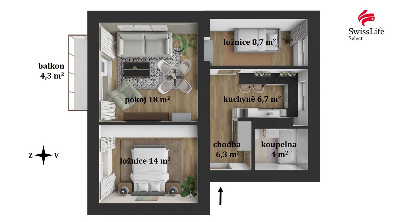 Prodej bytu 3+1 58 m2 Padělky I, Zlín