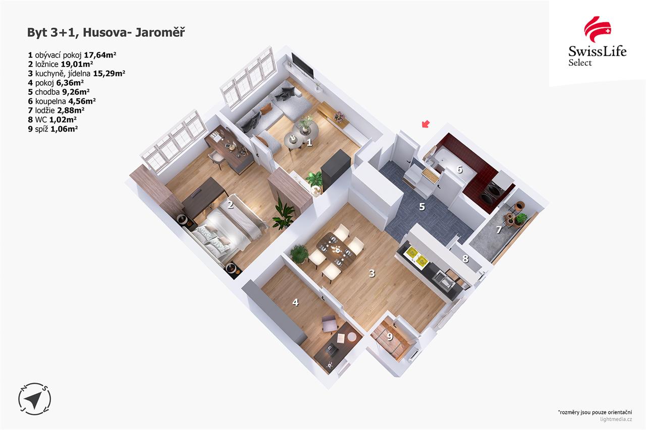 Prodej bytu 2+1 79 m2 Husova, Jaroměř