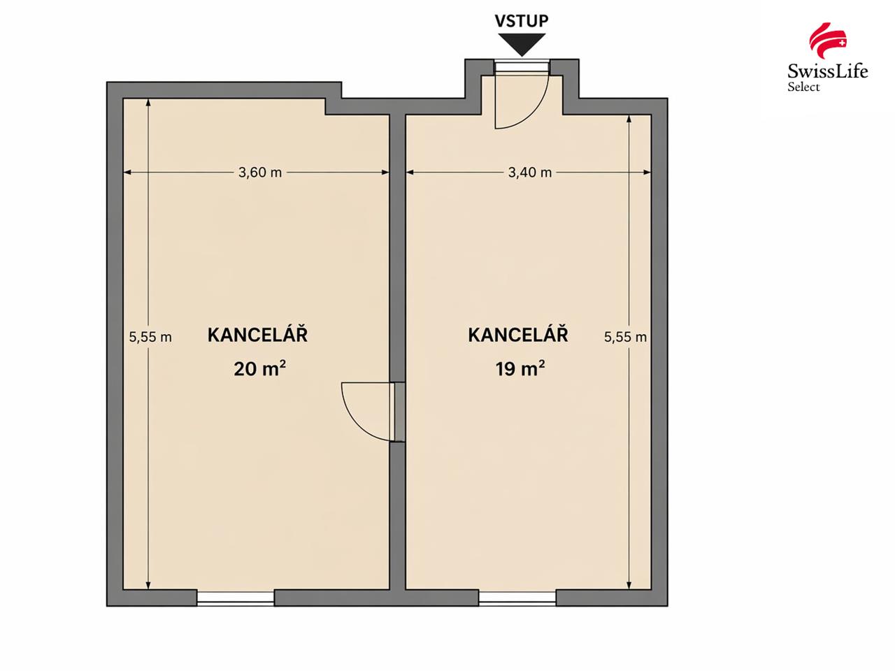 Pronájem kanceláře 39 m2 Masarykovo náměstí, Jílové u Prahy