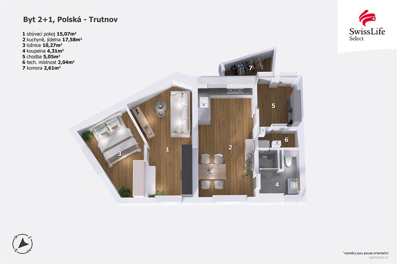 Prodej bytu 2+1 57 m2 Polská, Trutnov
