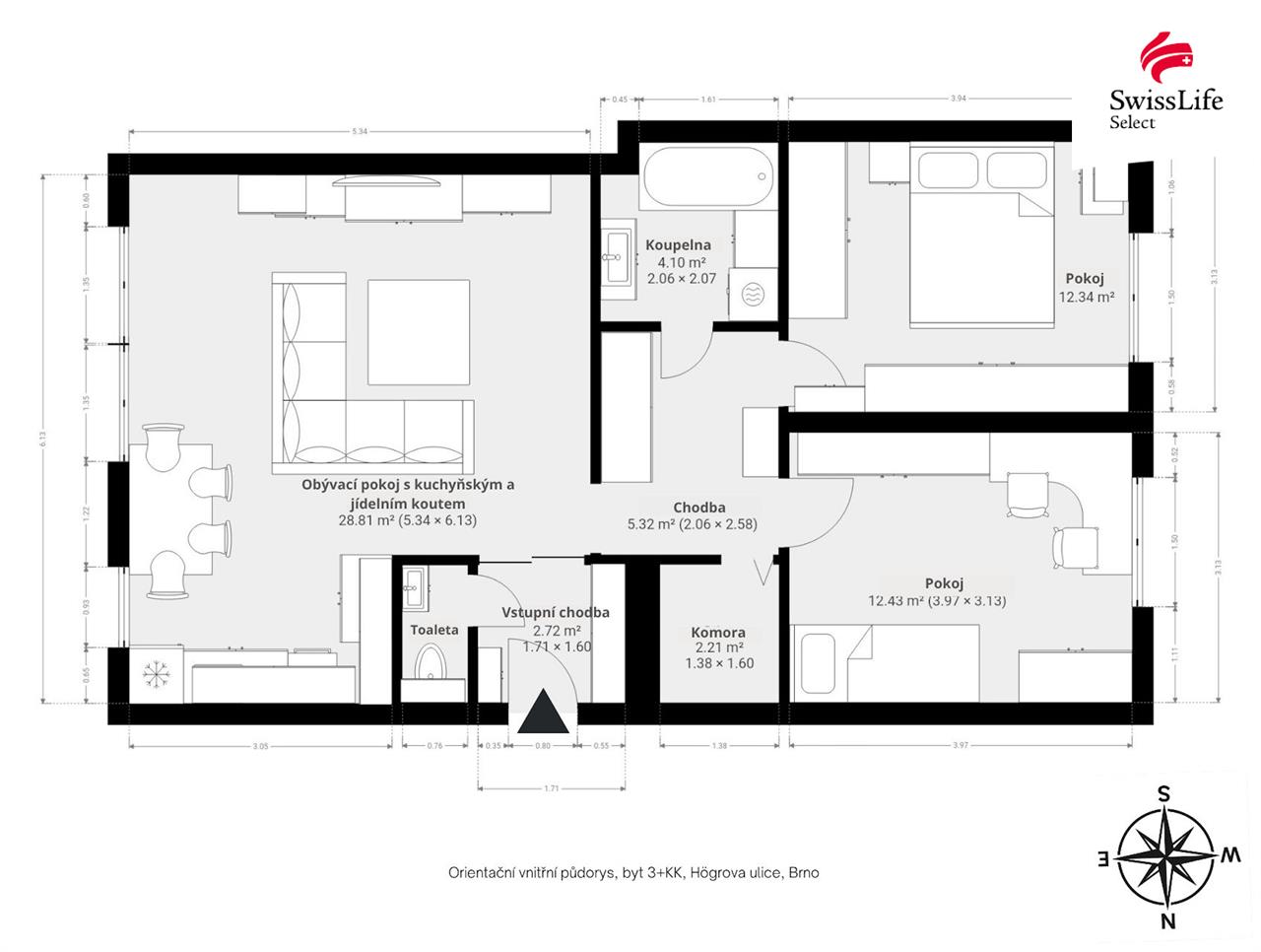Prodej bytu 3+kk 70 m2 Högrova, Brno