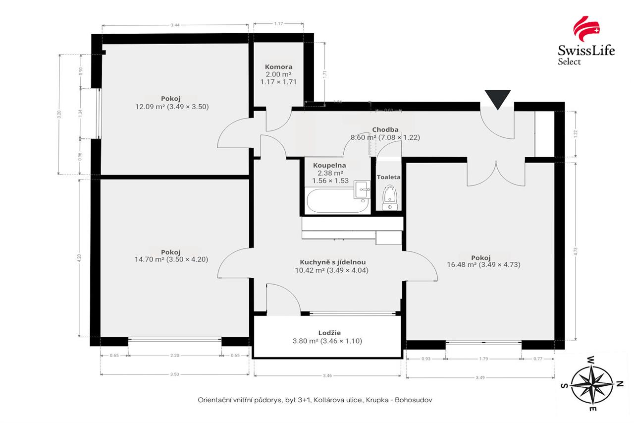 Prodej bytu 3+1 67 m2 Kollárova, Krupka