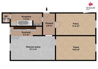 Pronájem bytu 3+1 77 m2 Rubešova, Plzeň