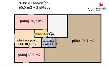 Prodej bytu 3+kk 66 m2, Tasovice