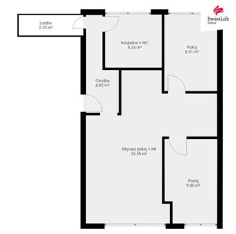 Pronájem bytu 3+kk 55 m2 Kosmonautů, Pardubice