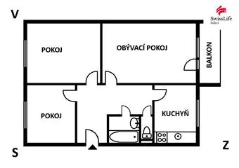 Prodej bytu 3+1 78 m2 Erno Košťála, Pardubice