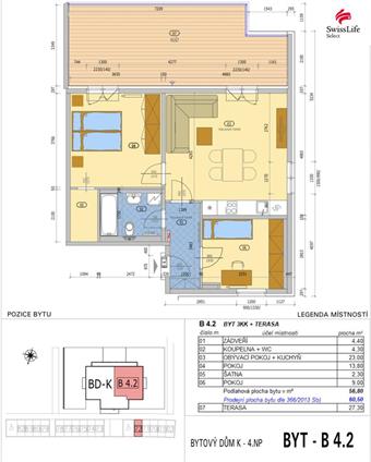 Pronájem bytu 3+kk 60 m2 Zbůch