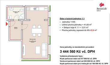 Prodej bytu 1+kk 42 m2 Vojanova, Liberec