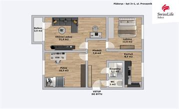 Prodej bytu 3+1 73 m2 Provazníkova, Brno