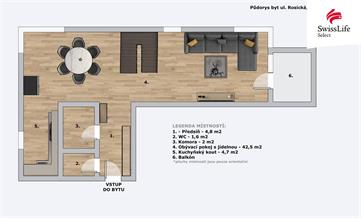 Prodej bytu 3+kk 91 m2 Rosická, Popůvky