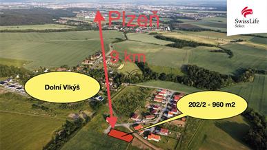 Prodej stavebního pozemku 960 m2, Plzeň