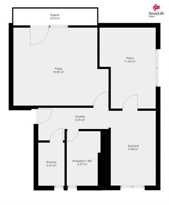 Pronájem bytu 2+1 54 m2 1. máje, Polička
