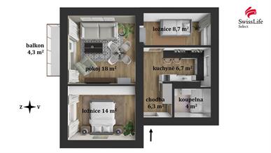 Prodej bytu 3+1 58 m2 Padělky I, Zlín