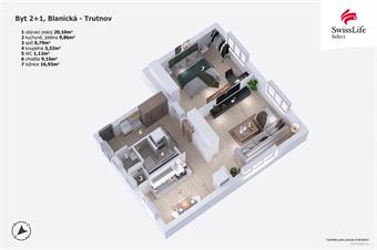 Pronájem bytu 2+1 64 m2 Blanická, Trutnov