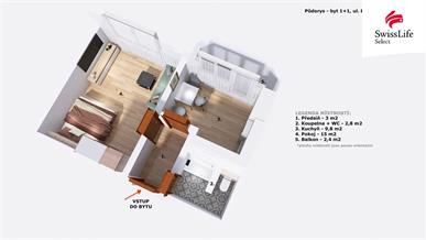 Pronájem bytu 1+1 31 m2 Brněnská, Šlapanice