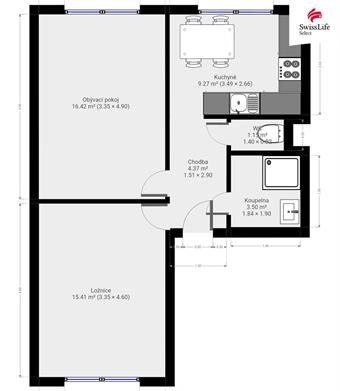 Pronájem bytu 2+1 50 m2 Hegerova, Polička