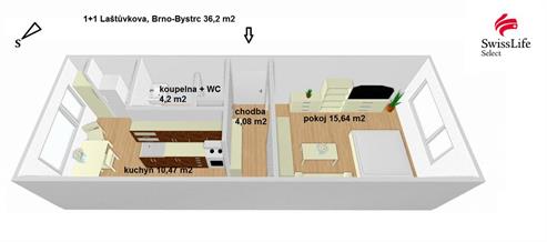 Prodej bytu 1+1 36 m2 Laštůvkova, Brno