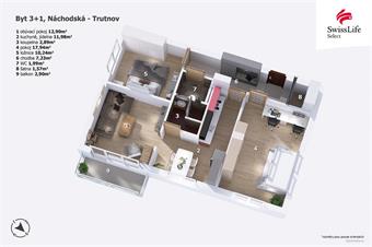 Pronájem bytu 3+1 69 m2 Náchodská, Trutnov