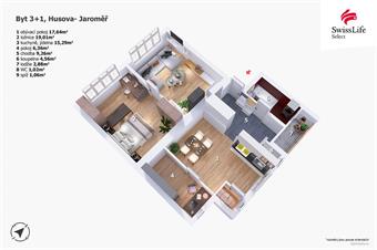 Prodej bytu 2+1 79 m2 Husova, Jaroměř