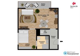 Pronájem bytu 2+kk 51 m2 Nepelova, Praha