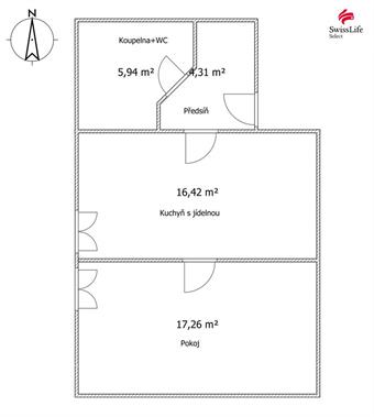 Pronájem bytu 1+1 44 m2, Češov