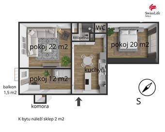 Prodej bytu 3+1 76 m2 Bayerova, Brno