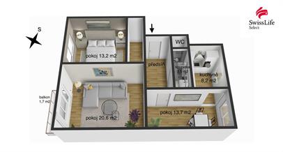 Prodej bytu 3+1 69 m2 Jindřicha Hořejšího, Znojmo