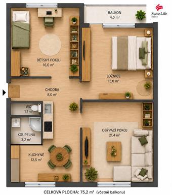 Pronájem bytu 3+1 75 m2, Úněšov