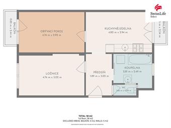 Prodej bytu 2+1 58 m2 Mírová, Milovice