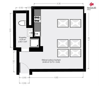 Pronájem bytu 1+kk 29 m2 Železničního pluku, Pardubice