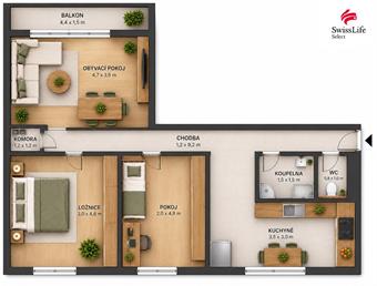 Prodej bytu 3+1 63 m2 Družstevní, Horní Bříza