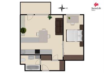 Pronájem bytu 2+kk 47 m2 Nad přehradou, Praha