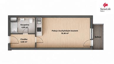 Pronájem bytu 1+kk 28 m2 Pod Zámečkem, Hradec Králové