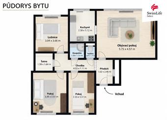 Prodej bytu 4+1 86 m2 Zemská, Teplice