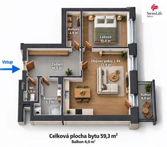 Pronájem bytu 2+kk 59 m2 Františka Kováříka, Plzeň
