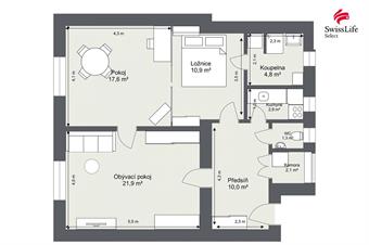 Prodej bytu 3+1 72 m2 Rooseveltova, Praha